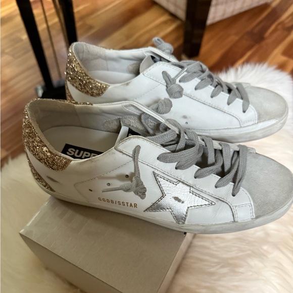 Golden Goose White, Silver and Gold Sneakers. - Picture 1 of 9